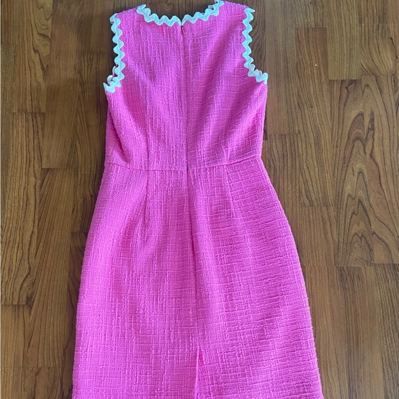J. Crew Pink Textured Sleeveless Sheath Dress with White Rick Rack Trim - Picture 7 of 8